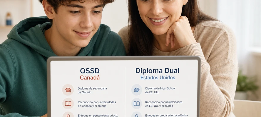 OSSD vs Diploma Dual americano: diferencias para familias