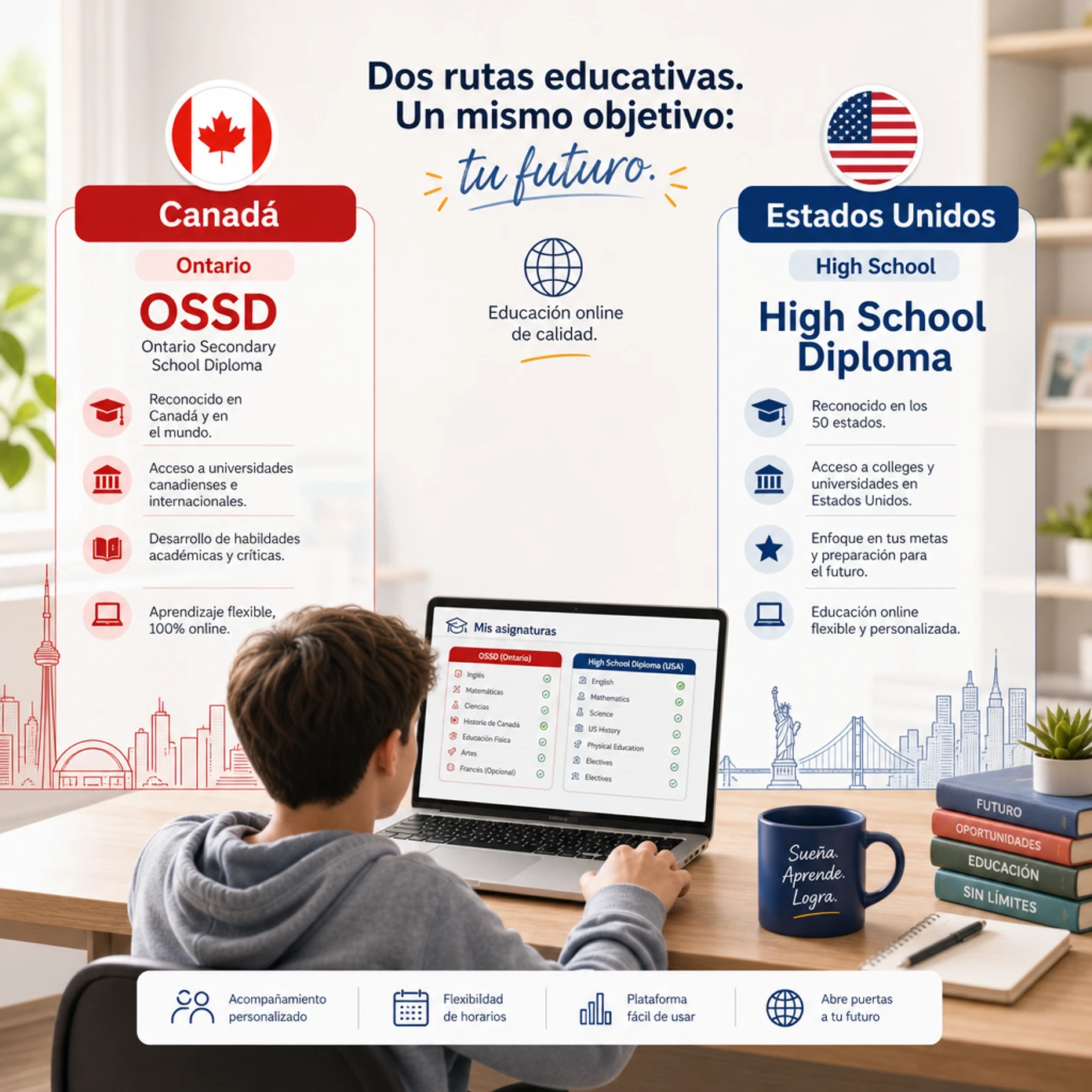 Qué son el OSSD y el Diploma Dual americano